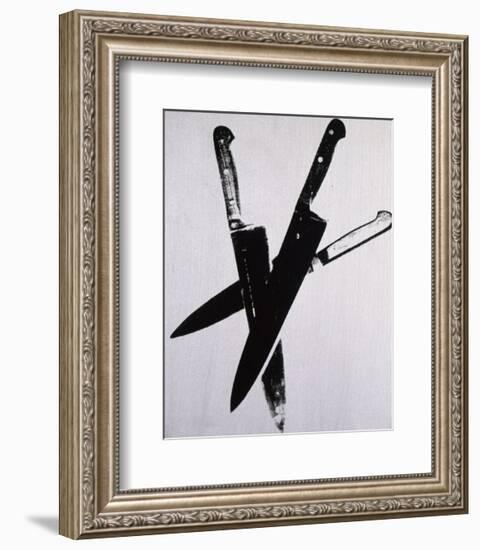 Knives, c.1981-82 (three black on cream)-Andy Warhol-Framed Art Print