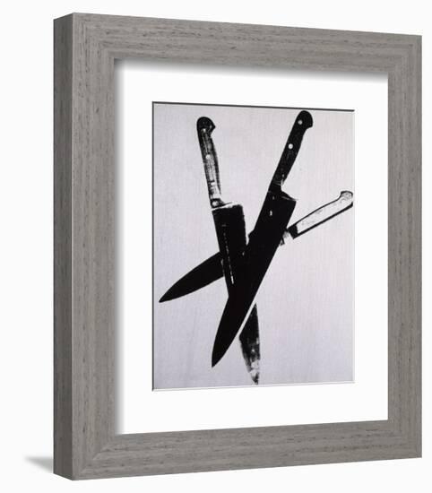 Knives, c.1981-82 (three black on cream)-Andy Warhol-Framed Art Print