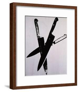 Knives, c.1981-82 (three black on cream)-Andy Warhol-Framed Art Print
