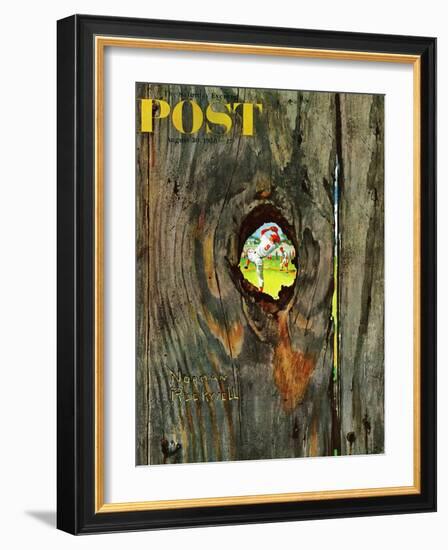 "Knothole Baseball" Saturday Evening Post Cover, August 30,1958-Norman Rockwell-Framed Giclee Print