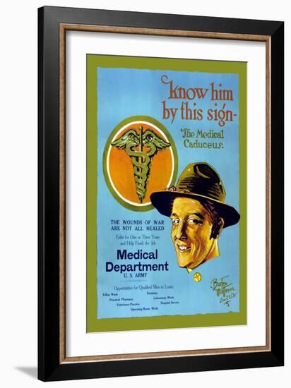 Know Him By This Sign, Join the Medical Department, U.S. Army-Barto Van Voohis Matteson-Framed Art Print