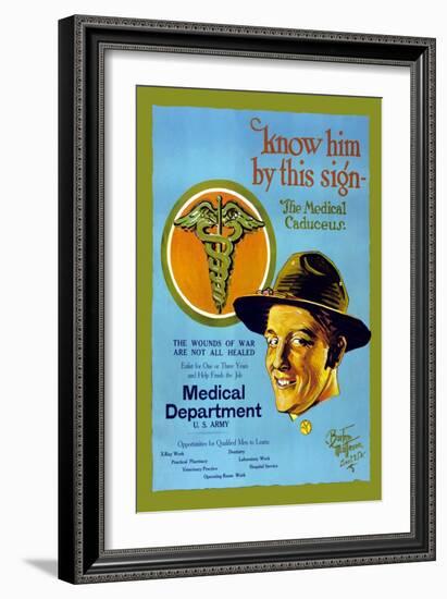 Know Him By This Sign, Join the Medical Department, U.S. Army-Barto Van Voohis Matteson-Framed Art Print