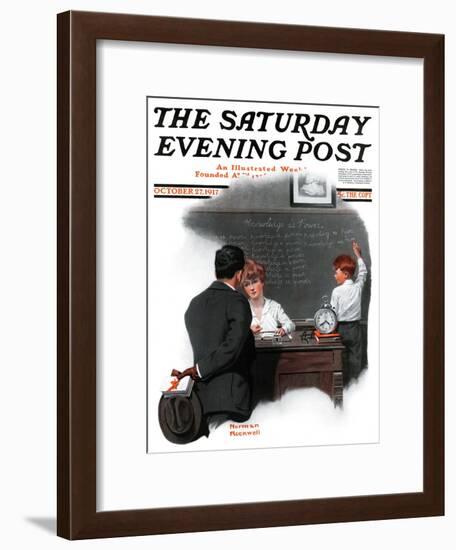 "Knowledge is Power" Saturday Evening Post Cover, October 27,1917-Norman Rockwell-Framed Giclee Print