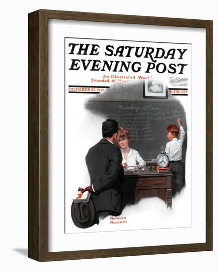 "Knowledge is Power" Saturday Evening Post Cover, October 27,1917-Norman Rockwell-Framed Giclee Print