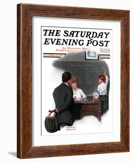 "Knowledge is Power" Saturday Evening Post Cover, October 27,1917-Norman Rockwell-Framed Giclee Print