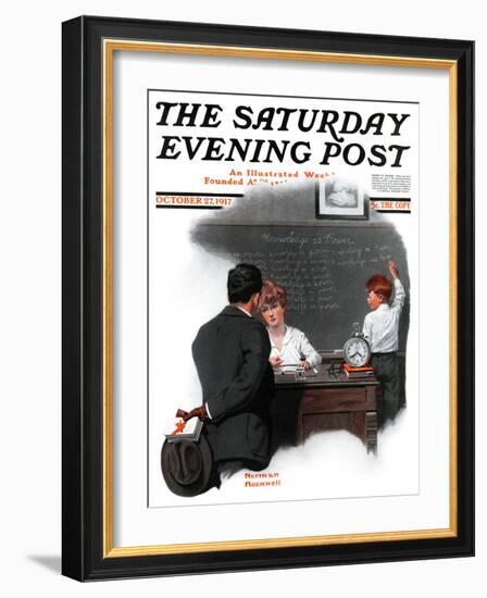 "Knowledge is Power" Saturday Evening Post Cover, October 27,1917-Norman Rockwell-Framed Giclee Print