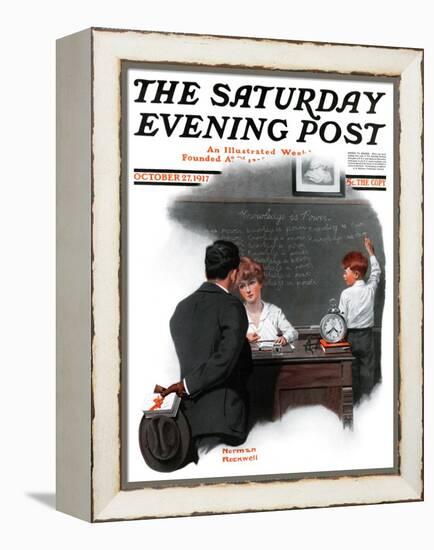 "Knowledge is Power" Saturday Evening Post Cover, October 27,1917-Norman Rockwell-Framed Premier Image Canvas