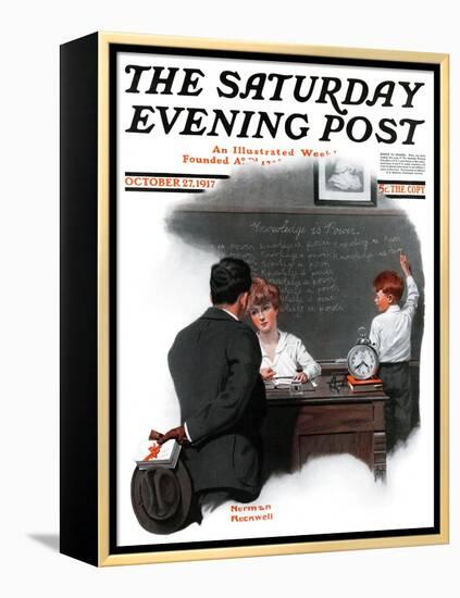 "Knowledge is Power" Saturday Evening Post Cover, October 27,1917-Norman Rockwell-Framed Premier Image Canvas