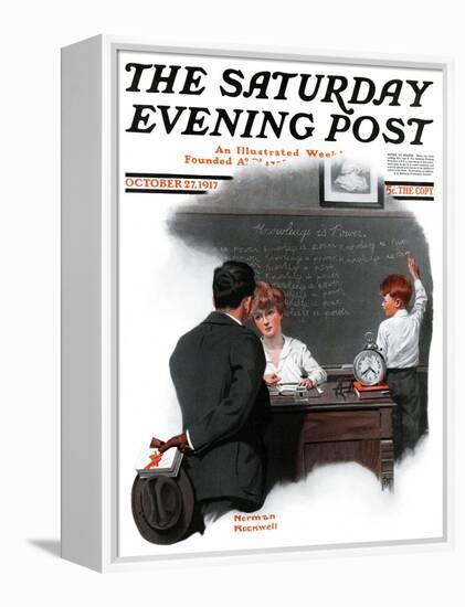 "Knowledge is Power" Saturday Evening Post Cover, October 27,1917-Norman Rockwell-Framed Premier Image Canvas