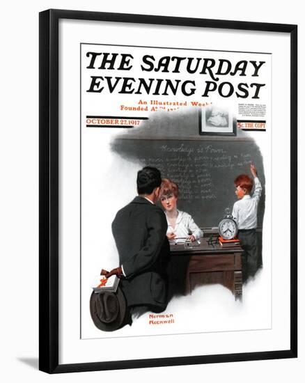 "Knowledge is Power" Saturday Evening Post Cover, October 27,1917-Norman Rockwell-Framed Premium Giclee Print