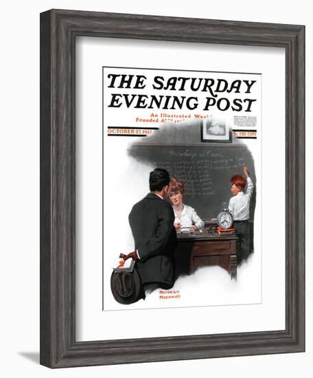 "Knowledge is Power" Saturday Evening Post Cover, October 27,1917-Norman Rockwell-Framed Giclee Print