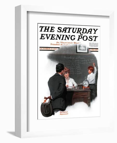 "Knowledge is Power" Saturday Evening Post Cover, October 27,1917-Norman Rockwell-Framed Giclee Print