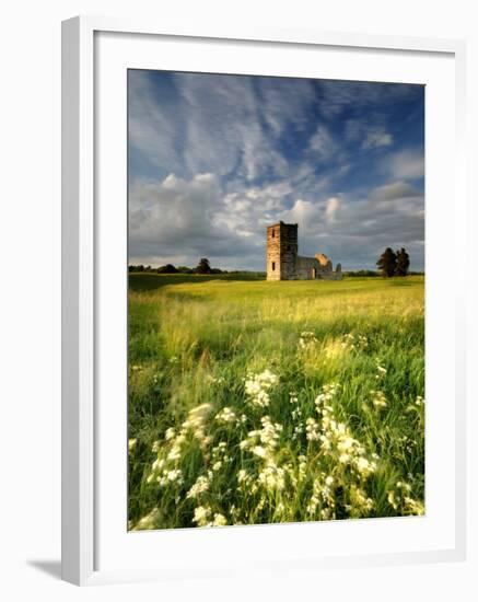 Knowlton Church, Dorset, UK, with Cloudy Sky, Summer 2007-Ross Hoddinott-Framed Photographic Print