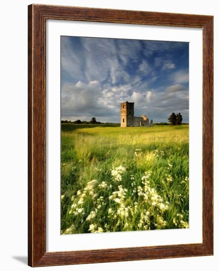 Knowlton Church, Dorset, UK, with Cloudy Sky, Summer 2007-Ross Hoddinott-Framed Photographic Print