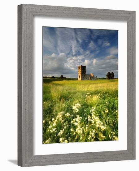 Knowlton Church, Dorset, UK, with Cloudy Sky, Summer 2007-Ross Hoddinott-Framed Photographic Print