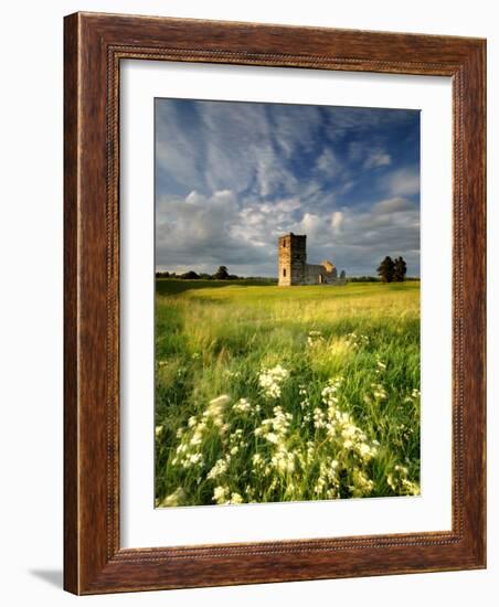 Knowlton Church, Dorset, UK, with Cloudy Sky, Summer 2007-Ross Hoddinott-Framed Photographic Print