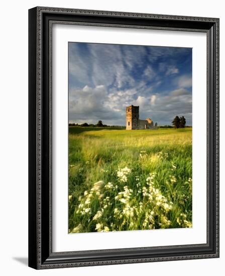 Knowlton Church, Dorset, UK, with Cloudy Sky, Summer 2007-Ross Hoddinott-Framed Photographic Print