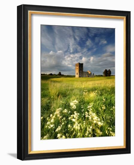 Knowlton Church, Dorset, UK, with Cloudy Sky, Summer 2007-Ross Hoddinott-Framed Photographic Print