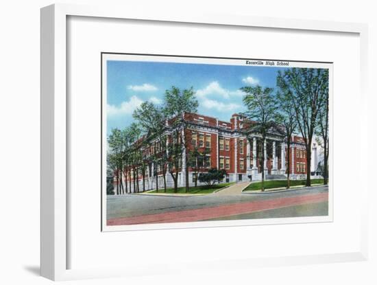 Knoxville, Tennessee - Exterior View of Knoxville High School-Lantern Press-Framed Art Print