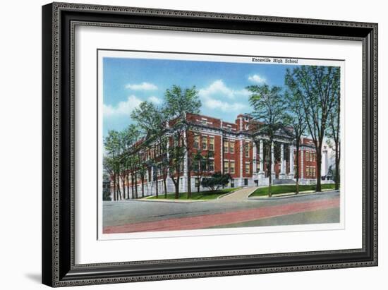 Knoxville, Tennessee - Exterior View of Knoxville High School-Lantern Press-Framed Art Print