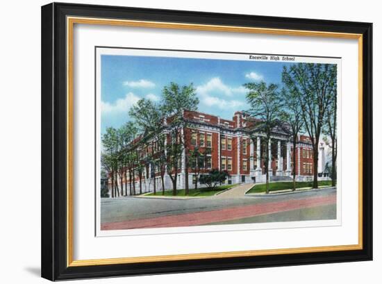 Knoxville, Tennessee - Exterior View of Knoxville High School-Lantern Press-Framed Art Print