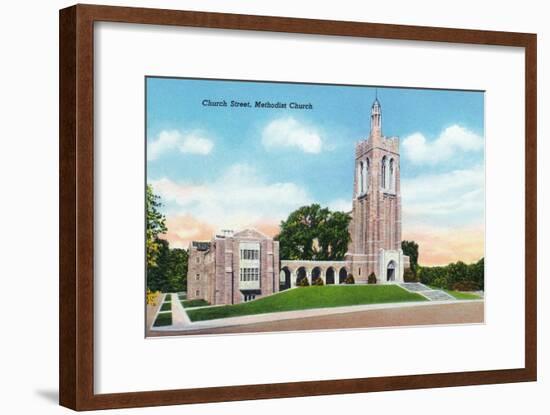 Knoxville, Tennessee - Exterior View of the Methodist Church on Church Street-Lantern Press-Framed Art Print