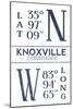 Knoxville, Tennessee - Latitude and Longitude (Blue)-Lantern Press-Mounted Art Print