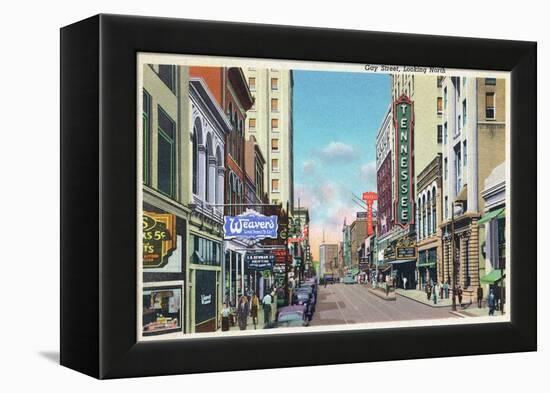 Knoxville, Tennessee - Northern View Up Gay Street-Lantern Press-Framed Stretched Canvas