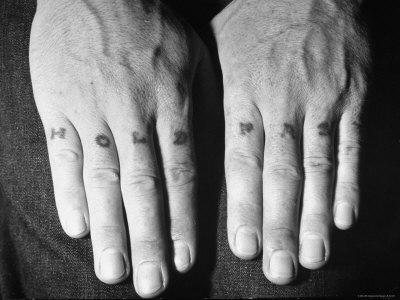 'Knuckles of a US Sailor Displaying Tattooed Slogan "Hold ...