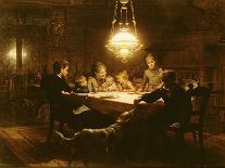 Family Supper in the Lamp Light, 19th Century-Knut Ekvall-Giclee Print