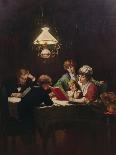Family Supper in the Lamp Light, 19th Century-Knut Ekvall-Framed Premier Image Canvas