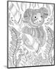 Koala Bee And Bamboo Coloring Art-null-Mounted Coloring Poster