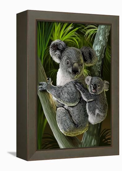 Koala-Lantern Press-Framed Stretched Canvas