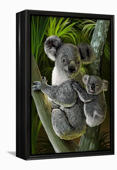 Koala-Lantern Press-Framed Stretched Canvas