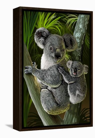 Koala-Lantern Press-Framed Stretched Canvas