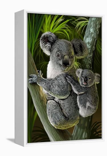 Koala-Lantern Press-Framed Stretched Canvas