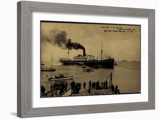 Kobe Japan, Blick Vom Pier, Auslaufender Dampfer-null-Framed Giclee Print