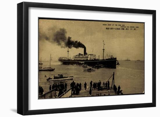 Kobe Japan, Blick Vom Pier, Auslaufender Dampfer-null-Framed Giclee Print