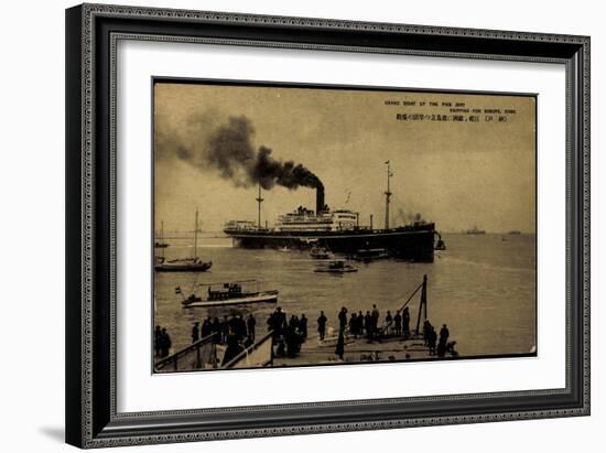 Kobe Japan, Blick Vom Pier, Auslaufender Dampfer-null-Framed Giclee Print