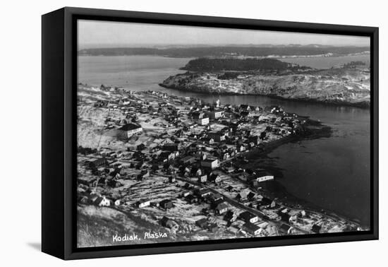 Kodiak, Alaska - Aerial View of Town-Lantern Press-Framed Stretched Canvas