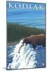 Kodiak, Alaska - Bear Fishing, c.2009-Lantern Press-Mounted Art Print
