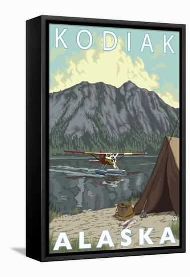 Kodiak, Alaska - Bush Plane Fishing-Lantern Press-Framed Stretched Canvas