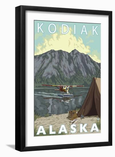 Kodiak, Alaska - Bush Plane Fishing-Lantern Press-Framed Art Print