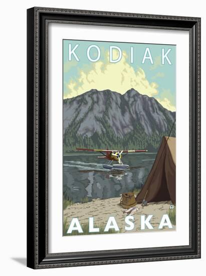 Kodiak, Alaska - Bush Plane Fishing-Lantern Press-Framed Art Print