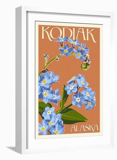 Kodiak, Alaska - Forget-Me-Nots-Lantern Press-Framed Art Print