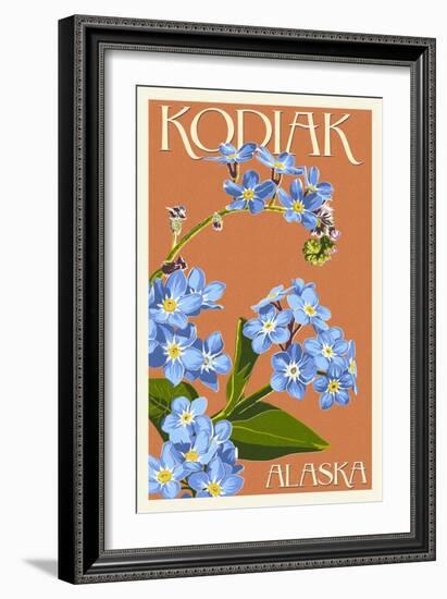 Kodiak, Alaska - Forget-Me-Nots-Lantern Press-Framed Art Print