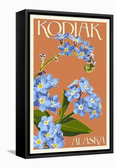 Kodiak, Alaska - Forget-Me-Nots-Lantern Press-Framed Stretched Canvas