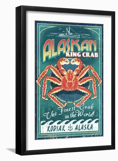 Kodiak, Alaska - King Crab Vintage Sign-Lantern Press-Framed Art Print