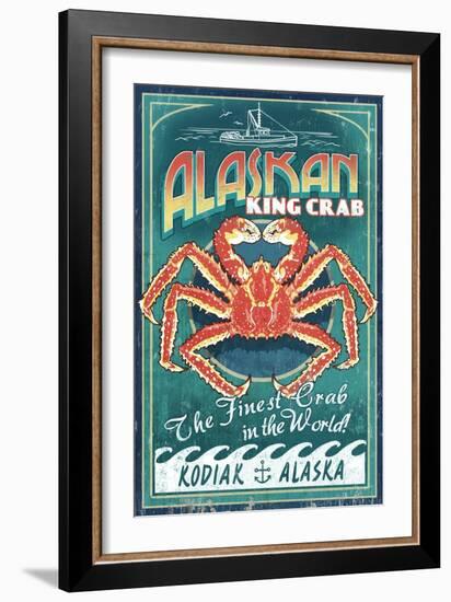 Kodiak, Alaska - King Crab Vintage Sign-Lantern Press-Framed Art Print