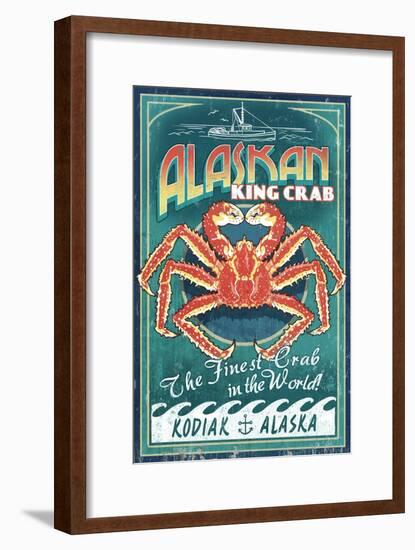 Kodiak, Alaska - King Crab Vintage Sign-Lantern Press-Framed Art Print